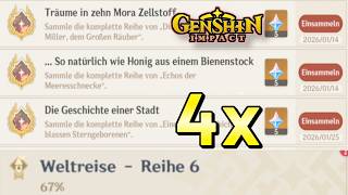 Genshin Impact - Die Geschichte einer Stadt, 4x Errungenschaft in Weltreise Reihe 6 freischalten🔥