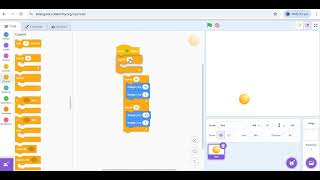 Code for animating a ball to bounce in Code Mitra