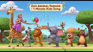 🦒🦓 Zoo Animal Parade – Part 2 🎉🐘 | 1-Minute Kids Song