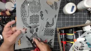 Finnabair's Impasto Paints in Jane Davenport Journal~Stencil Girl Mermaid