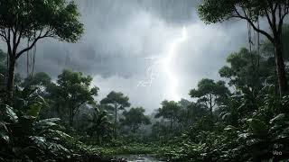 Rainforest Rain & Thunder with Faint Vocals | Soothing Rain Ambience for Calm & Focus 🌧️