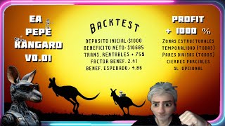 [Backtest 1] 🦘Ea Kangaroo con indicador Customizado💲+1000% Profit💎Todos los Pares y Temporalidades🕣🛸