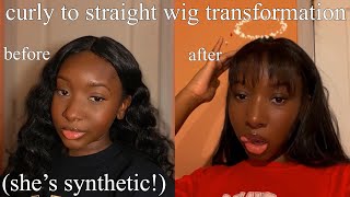 curly to straight janet collection gabriela wig transformation (new wig, who dis?)