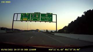 West Virginia Interstate 77sb - MM 102 to MM 100 (JCT I64)