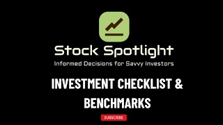 The Investor's Toolbox: Checklists & Benchmarks
