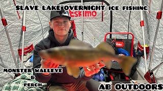 ICE CAMPING ON LESSER SLAVE LAKE (MASSIVE WALLEYE AND PERCH)