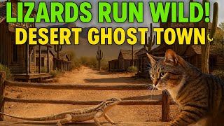 1 Hour Cat TV 🦎 Lizards Run Wild in a Desert Ghost Town
