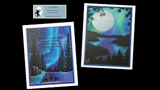 Northern Lights and Majestic Pines | Silhouette Mountain River | Blue Knight Rubber Stamps