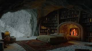 Warm Cave in a Cold Snowstorm | ASMR - Soothing Fireplace Sounds for Perfect Rest and Relaxation