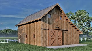 THE ARMSTRONG 3236 B - Post and Beam Barn Rendering