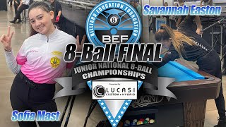 FINAL | Junior National Championships 22U Girls 8-Ball | Sofia Mast vs Savannah Easton