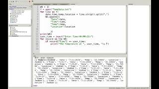 Read File - Save Data in Dictionary - Ask User Enter Time - Print Temprature for That Time in Python