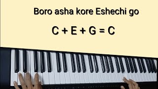 Boro Asha Kore Tutorial(Chords+Melody) | Rabindra Sangeet | Keyboard