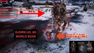 ODIN VALHALLA | 3 MAN PARTY KILL BJORN WORLD BOSS LVL 60 WITHOUT HEALER | DEFENDER GAMEPLAY