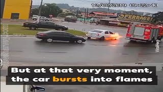 Car catches fire, Fire Brigade at the right time | The Worldwide Videos