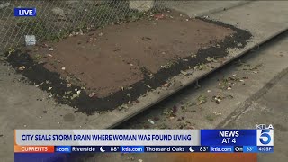 L.A. officials seal storm drain where homeless woman was found living