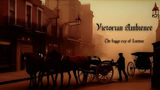 Victorian Ambience : The foggy city of London | Horse & Carriage, Street Sounds & Church bells🔔