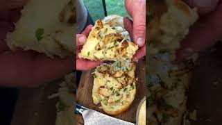 Chicken Alfredo Garlic Bread #charbroil #garlicbread #chickenalfredo #recipes #foodie