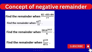 Number system remainder trick| Concept of negative remainder