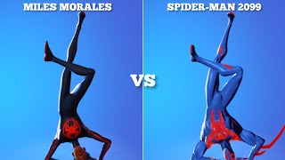 Fortnite New Spider-Man Miles Morales Skin VS Spider-Man 2099 Skin Showcase with Emotes!