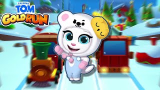 Polar Bear Angela jumps over yellow taxi Mystery Mission - Talking Tom Gold Run Polar Adventure
