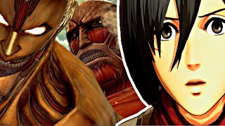 Mikasa Vs ARMORED and colossal Titan Boss battle.