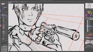 Leon sketch in the style of Yoji Shinkawa