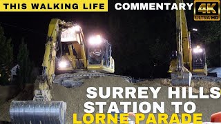 ⁴ᴷWalking Melbourne Surrey Hills Level Crossing Removal Project | NIght Commentary Tour