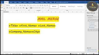 6th Mail Merge in MS Word 2019