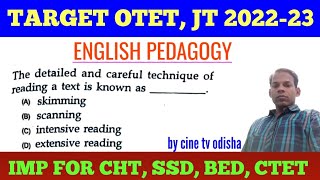 Target OTET, CHT, JT, OSSTET 2022-23 !! English Pedagogy MCQs !! by cine tv odisha !!