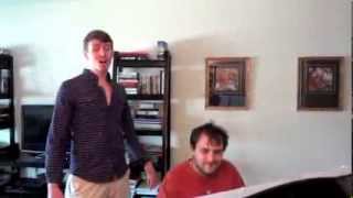 Drew Aber rehearses with Josh Freilich for Mercury Rising Benefit Concert