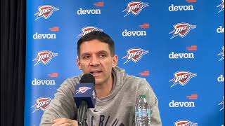 @Oklahoma City Thunder HC Mark Daigneault responds to being asked about "challenging his squad?"