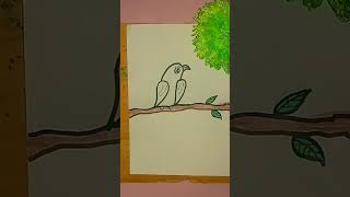 How To Drawing A Bird in a tree |Full Drawing Tutorial For Beginner|Easy Drawing|Art