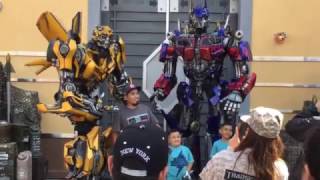 Transformers Meeting Both Optimus Prime & Bumblebee Universal Studios Hollywood 2017