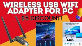 Wireless USB WiFi Adapter for PC | Nineplus 1300Mbps Dual 5dBi Antennas