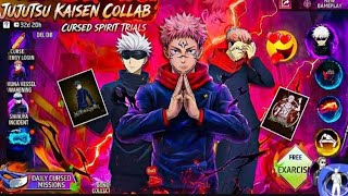 FREE FIRE JUJUTSU KAISEN FREE REWARDS EVENT😱YUJI ITADORI FREE BUNDLE👿IN FREE FIRE