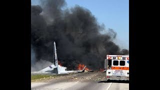 Terrifying moment military cargo plane plummets out the sky into Georgia highway killing all