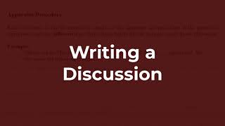 Writing a Discussion Section
