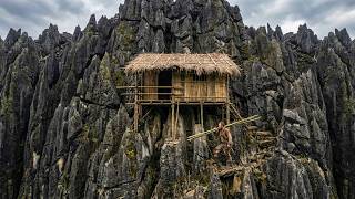 Building a Shelter on an Ancient Cliff in 89 Days Using Only Primitive Tools