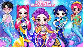 K-Pop Demon Hunters: Huntrix & Saja Boys Turn Into Mermaids! | DIY Fashion Paper Dolls