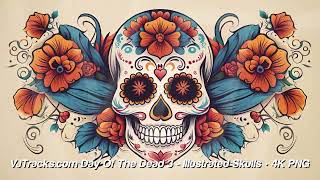 VJ Tracks - Day Of The Dead 3 -  Illustrated Skulls Backdrops - 4K Stock Images