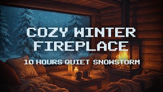 Cozy Winter Cabin Fireplace Ambience in the Snowy Forest | 10h Pixel Art for Sleep, Study & Relax