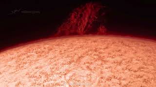 Prominence and sunspots, May 20, 2024