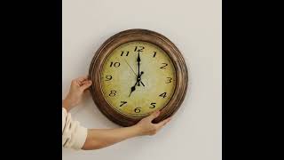 QI004821 Clockswise 16" Round Vintage Decorative Chiming Wall Clock Battery-Operated with Chime