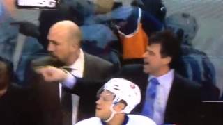 Coach Capuano yells at Sabres bench