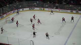 Arthur Kaliyev of Belleville Senators scores with 47 seconds left to tie the game vs. Laval Rocket