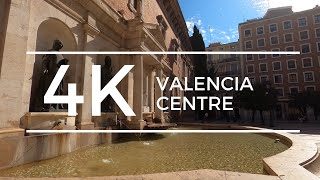 Valencia 4K Centre Walking Tour Plaza Ayuntamiento - Cathedral,  Spain  2022