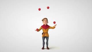 3d cartoon fantasy man || 3d cartoon boy play apple || no copyright Video for StockBay ||