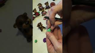 Polymer clay Valentine's otters finishing touches - Simple polymer rose in progress!