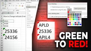 How to Change Error Indicator Color in Excel Green to Red